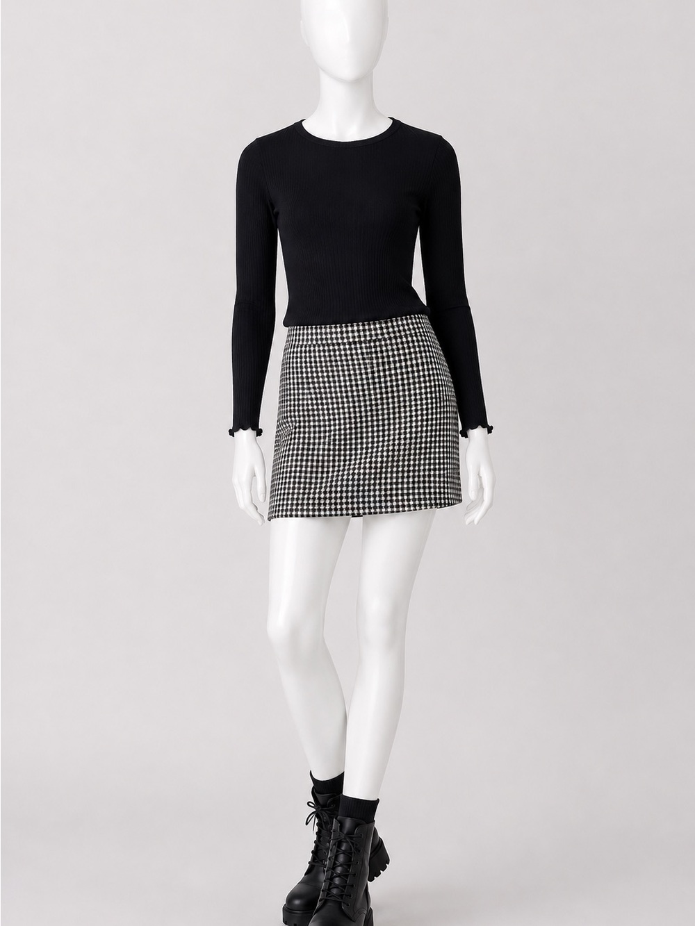 Copper Key Black and White Houndstooth Mini Skirt